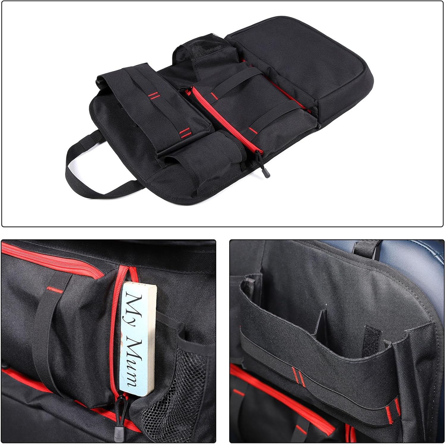 Aunginsy Back Seat Car Organizer Compatible with Ford Maverick 2022-2025 Multifunctional Backseat Storage Bag Pocket Stabilizing Side Straps Soft Adjustable Shoulder Strap/Hardened Buckles Accessories