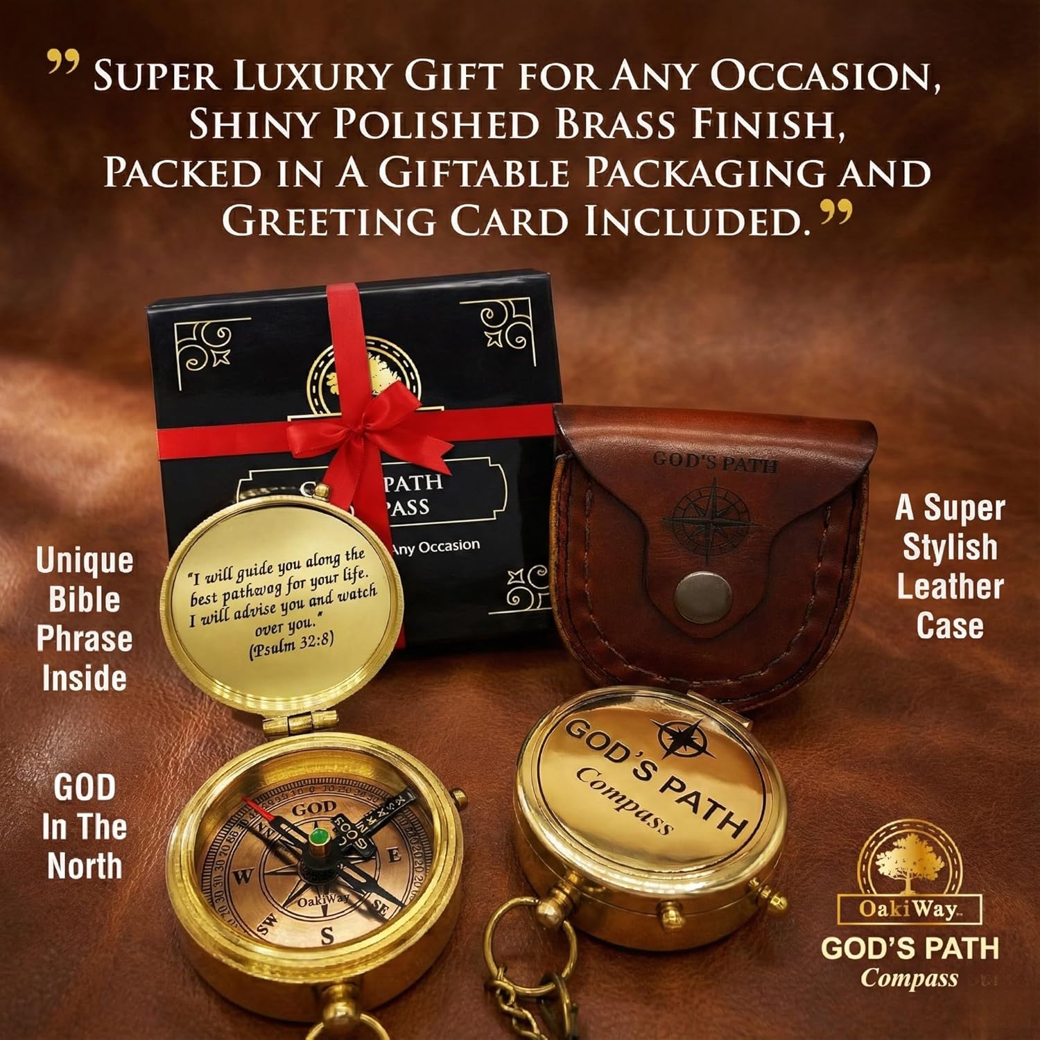 God's Path Compass – Communion & Confirmation Gift for Teenage Boys | Baptism Religious Gifts for Men, Christian, Catholic, Graduation | Sentimental & Inspirational Present – Greeting Card Included