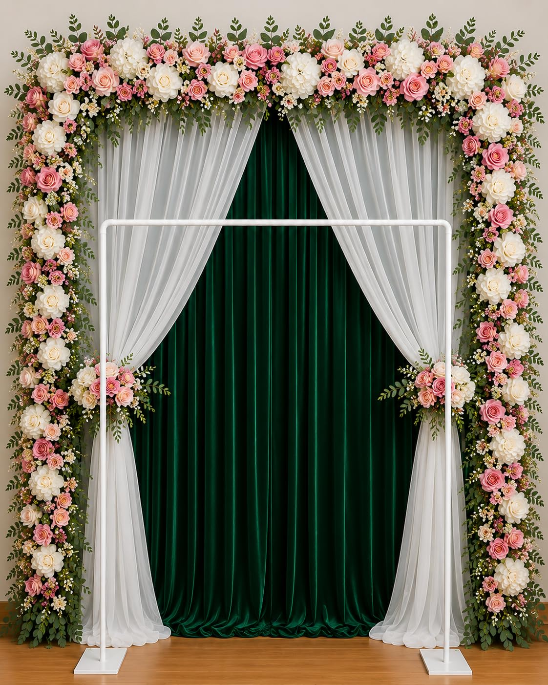 Rectangle Wedding Arch Backdrop Stand, PVCBalloon Arch Stand for Ceremony, Square Arch Kit Easy Assembly PVC Frame for Anniversary Birthday Party Bridal Shower Decoration Home(White) 6.6Ft X 6.6Ft-image-31