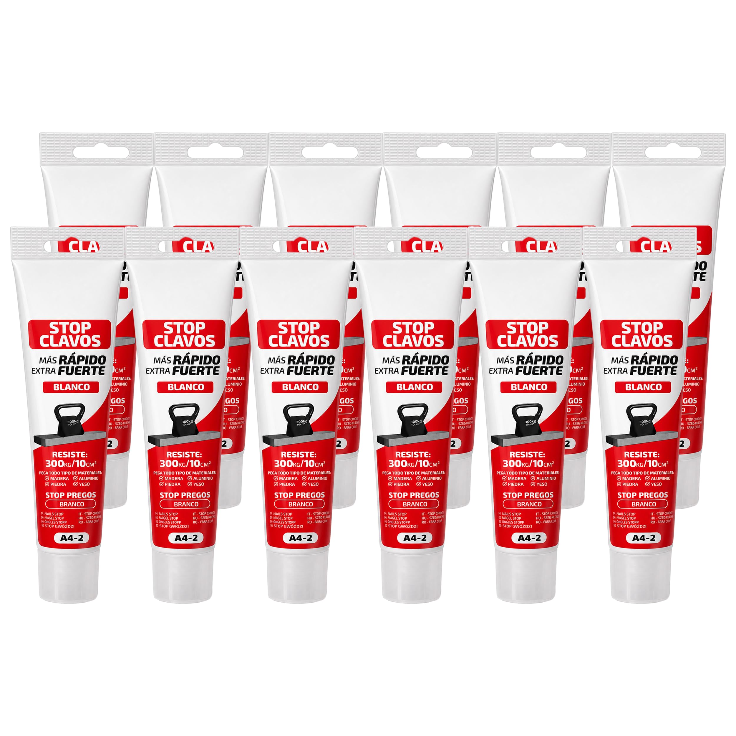 Adhesivo de Montaje Sin Clavos Extrafuerte Blanco 125 ml Multiusos Pack 12