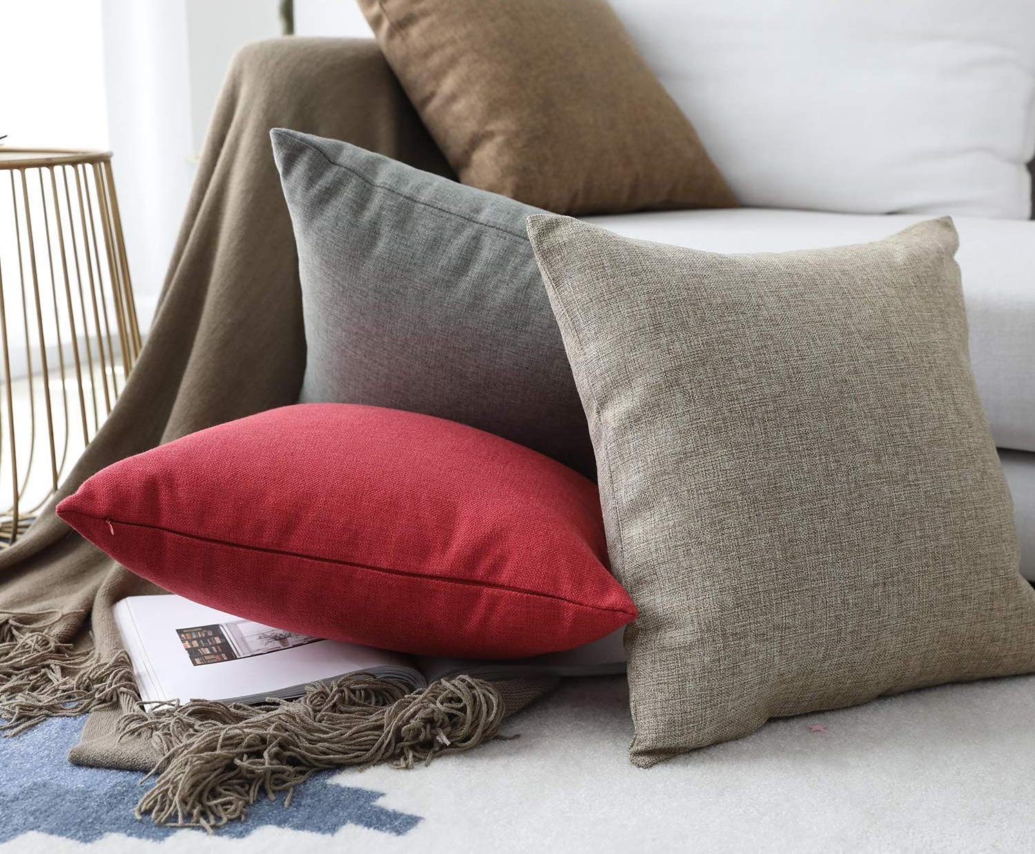 Jute Cushion Cover - Modern Boho Pillow -2