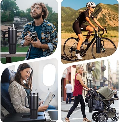 Miniatura 7 de Juego de accesorios de vaso para Stanley que incluye 1 mango de botella de agua, 3 tapones de silicona a prueba de derrames, 1 bota de silicona para