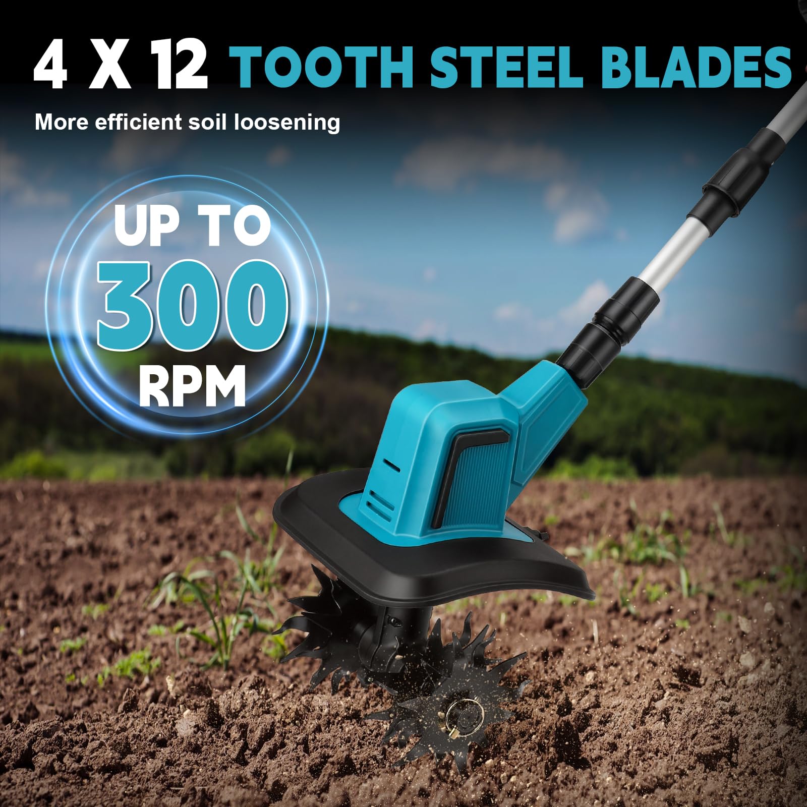 Fresadora de Jardín Inalámbrica para Makita 18V (sin Batería) | 550W, Azada sin Escobillas, Profundidad 15 cm, Ancho 20 cm, Cultivador para Jardín y Patio