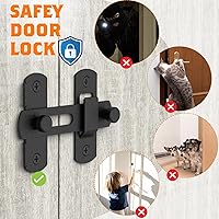 Vista 2 de 2 Packs Barn Door Lock Latches, Matte Black Stainless Steel Flip Gate Latch Security Door Latch, Door Lock for Barn Door, Pet Door, Bathroom, 2