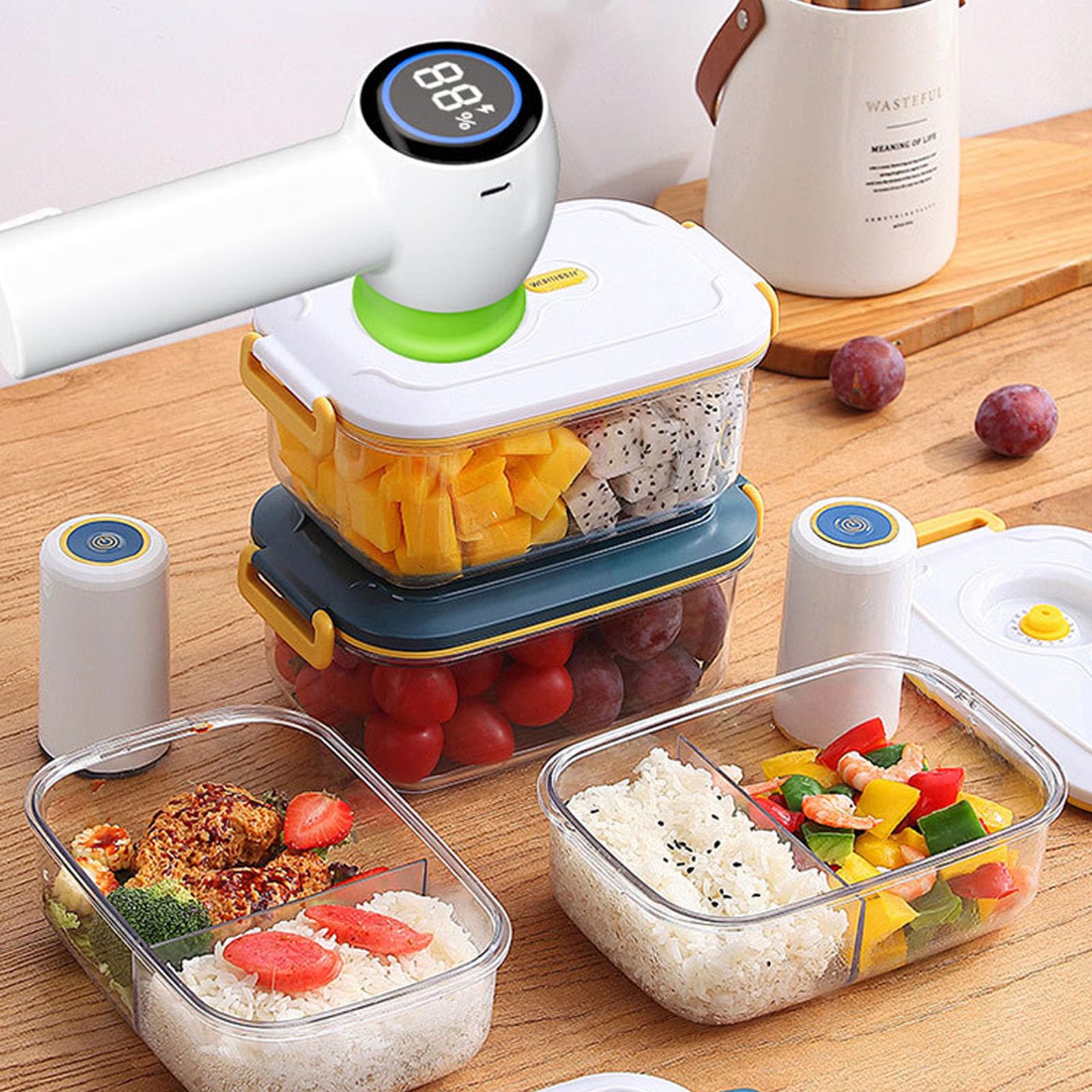 Pequeño dispositivo de sellado al vacío eléctrico ahorrador de alimentos multifuncional para cocina, con textura ABS para portátil