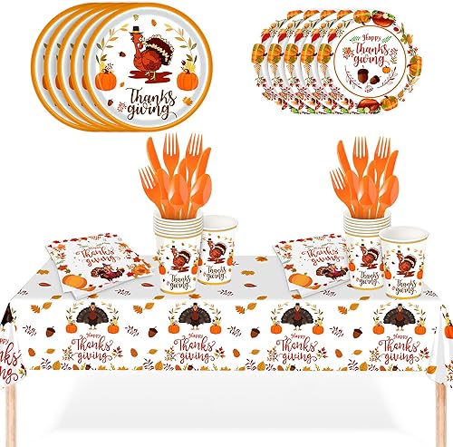 Miniatura 3 de KatchOn, Mantel desechable de Acción de Gracias, paquete de 178, juego de vajilla de Acción de Gracias, vajilla para fiesta de Acción de Gracias,