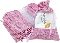 Vista 34 de 12 paquetes de grandes bolsas de regalo de arpillera de lino y organza con cordones (16.5x21.5 cm, beige/plata de lunares) - Favores de fiesta