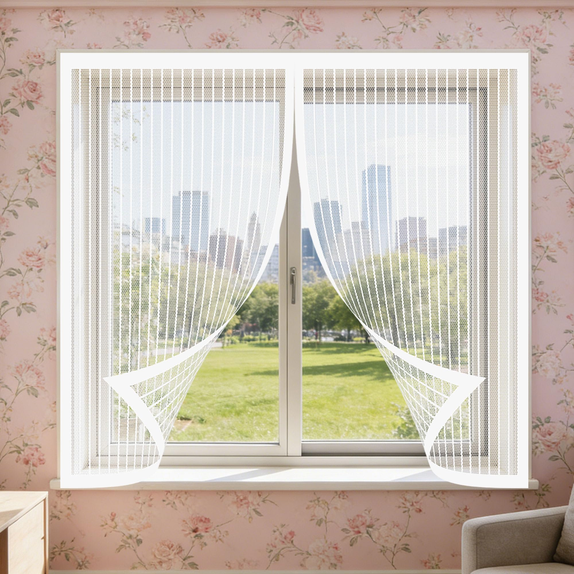 Moustiquaire fenêtre haut de gamme rideau blanc robuste 165 x 170