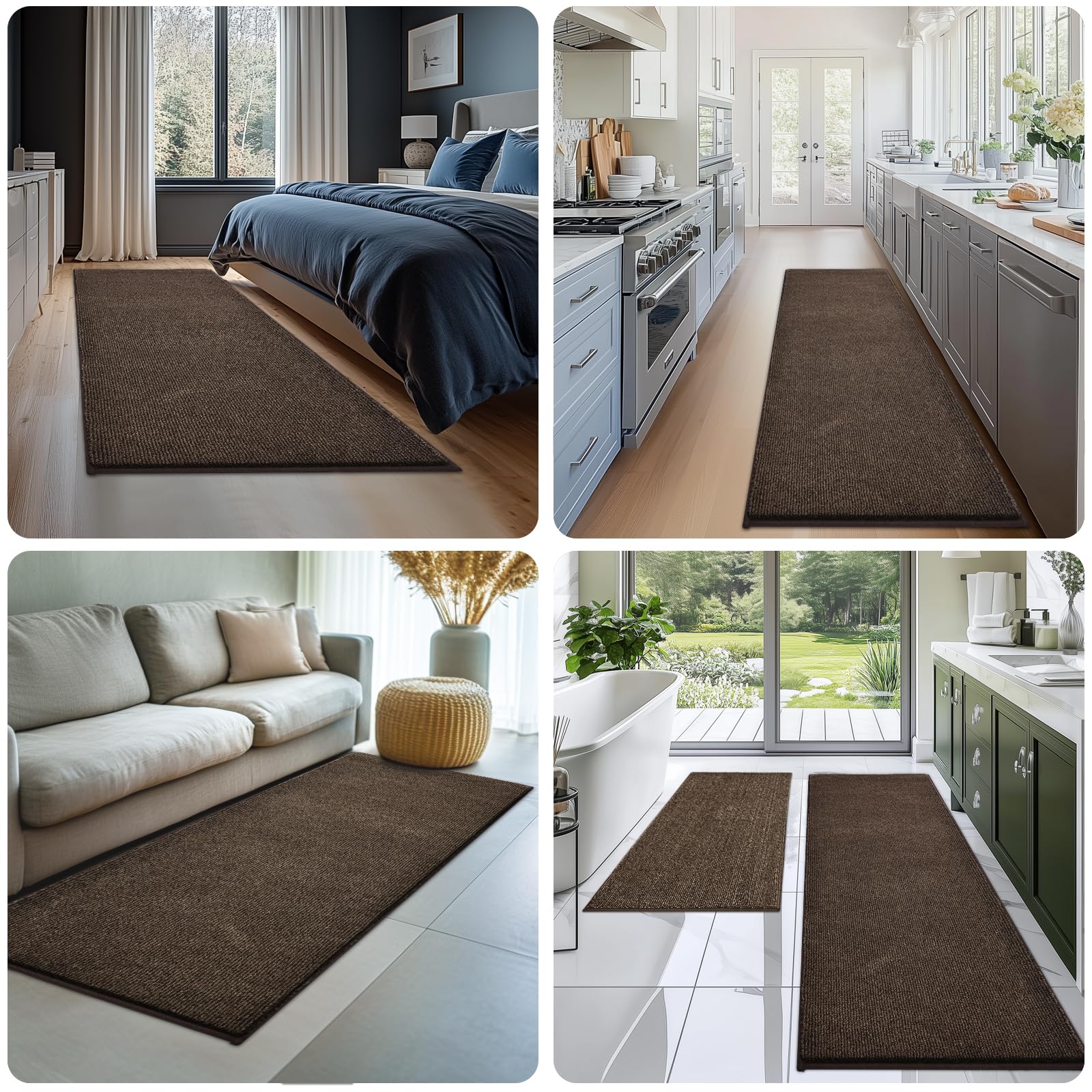 LEKEEPGO Zerbino Ingresso Interno 60 x 120 cm, Tappeto Ingresso Interno Antiscivolo, Assorbente Tappetino Entrata Lavabile per Casa Porta, Corridoio, Kaki