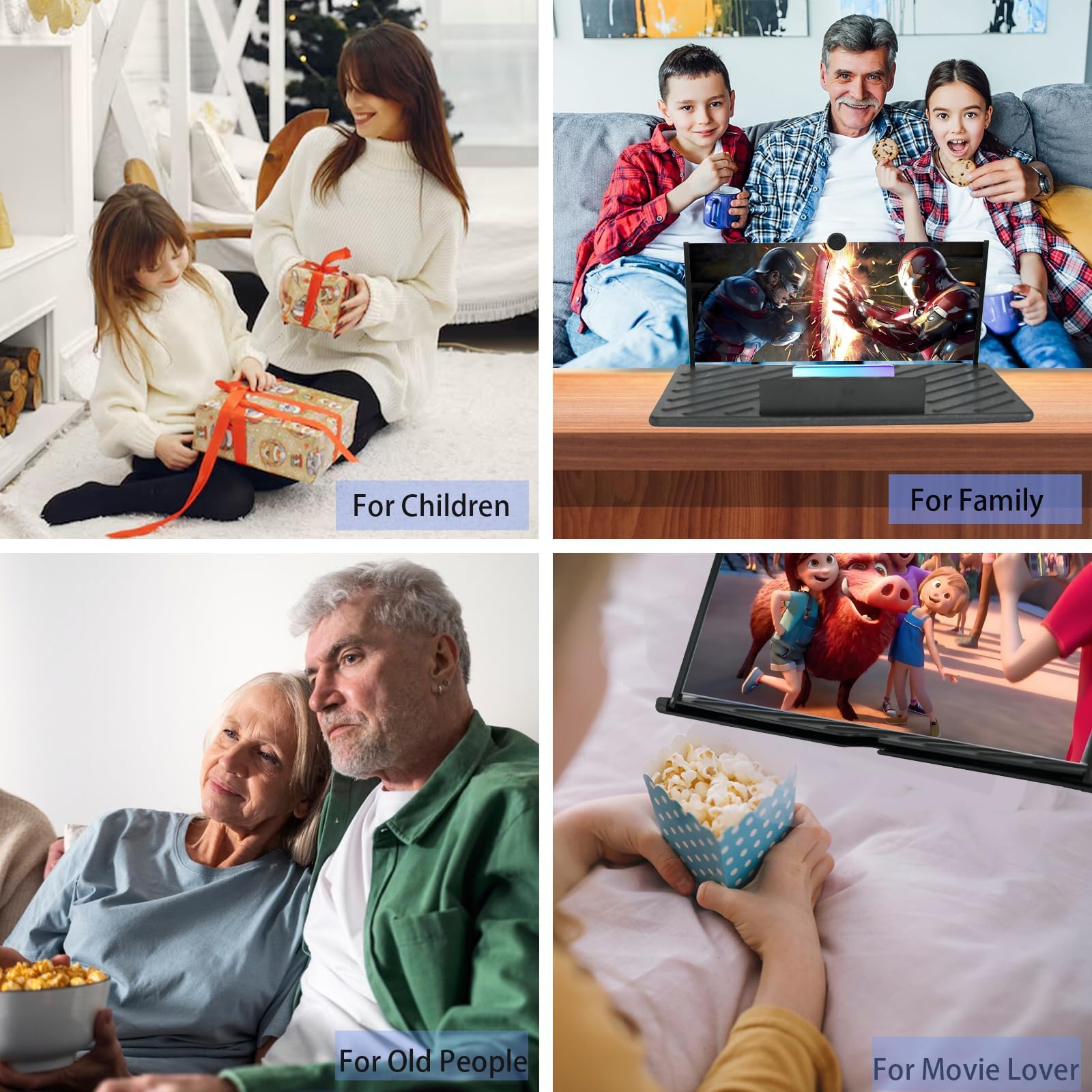 Lupa de Pantalla de 20 Pulgadas, Pantalla de proyector 3D HD para películas, Videos y Juegos, Soporte Plegable para teléfono con Amplificador de Pantalla, Compatible con Todos los teléfonos