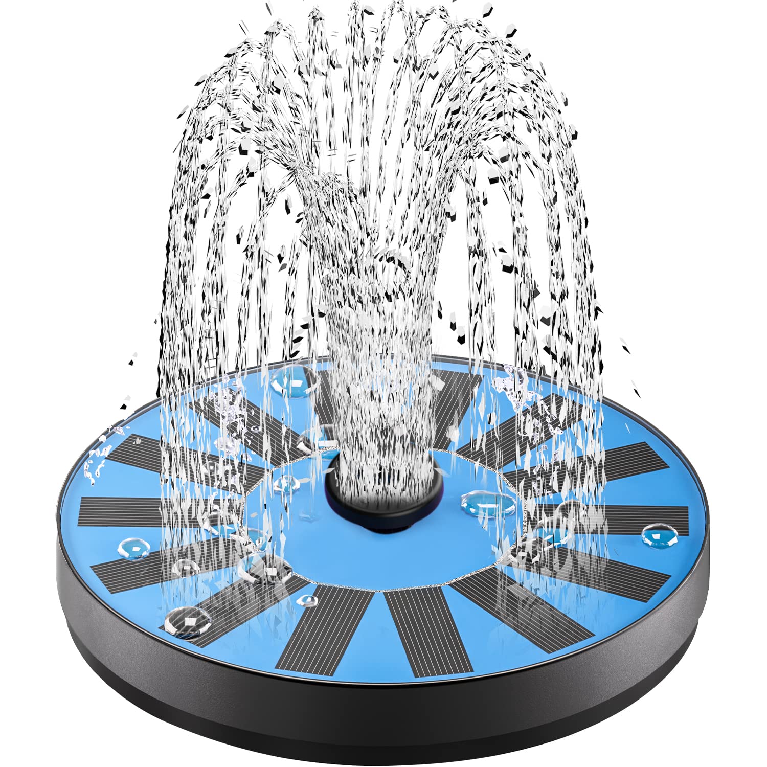 Springbrunnen Solar für Außen Klein, SZMP Solar Teichpumpe mit 7 Düsen & 4 Fixe Rohre Solar Wasserpumpe Solar schwimmender Fontäne Pumpe für Gartenteich Oder Springbrunnen Vogel-Bad Fisch Behälter