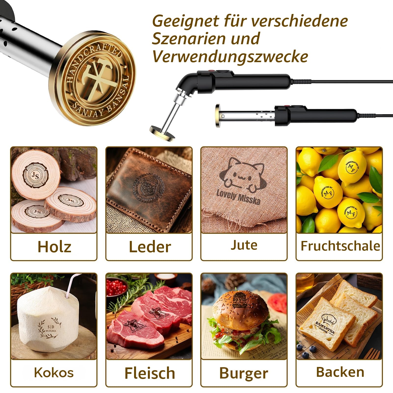 Brandeisen für Holz, einstellbare Temperatur, personalisierter Logo-Holzbrennstempel für Leder, Lebensmittel, DIY-Holzbearbeitungswerkzeuge, Geschenk für DIY-Holzarbeiter