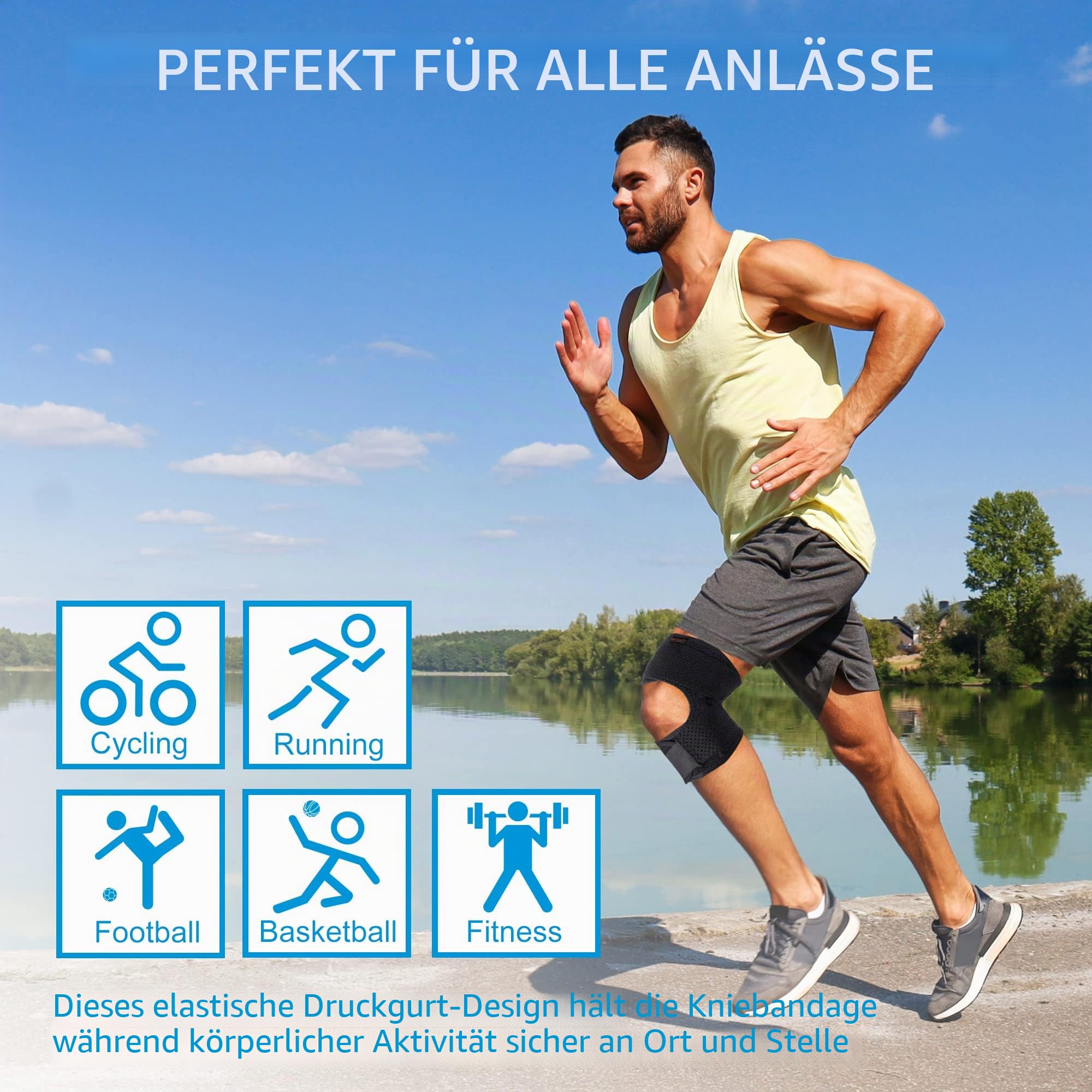 Patella-Kniebandage, Kniebandage für Damen und Herren, Knieschmerzlinderung, verstellbare Kniebandage für Arthritis, Laufen, Meniskusriss, Gelenkschmerzen, Wandern, Tennisverletzungen, Sport (groß)