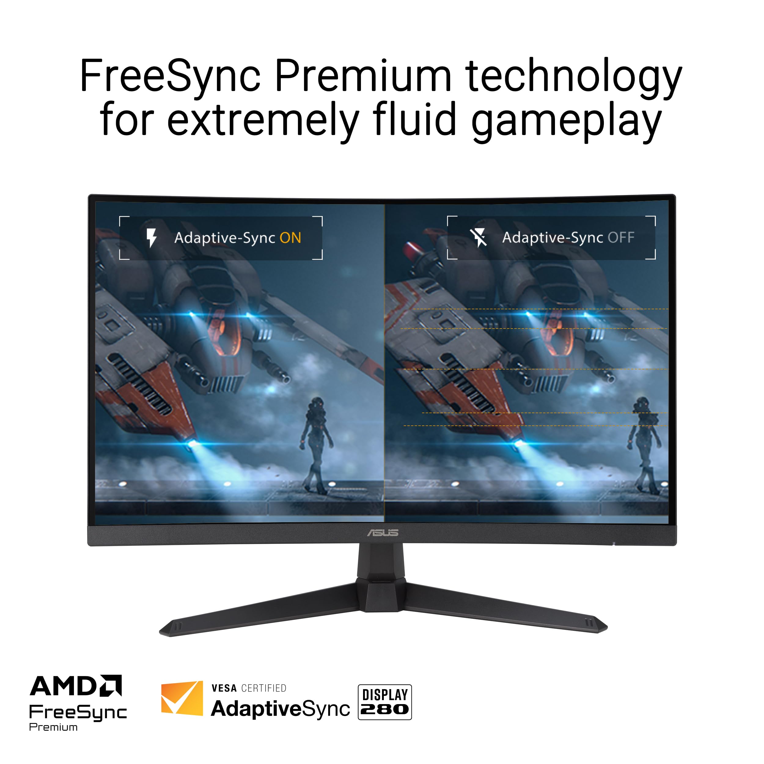 ASUS TUF Gaming VG27VQM1B Monitor Gaming Curvo da 27” pollici Full HD (1920x1080), 280 Hz ELMB, Tempo di Risposta 1 ms, FreeSync Premium, 90% DCI-P3, DisplayWidget Center, Nero