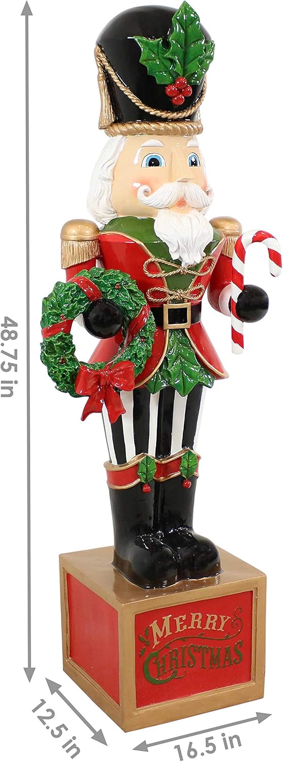 Sunnydaze 4ft Karl the Nutcracker Christmas Decoration - Resin Indoor or Outdoor Nutcracker Statue