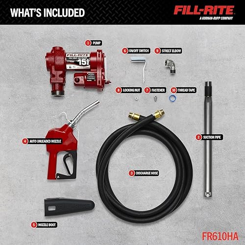 Miniatura 6 de Fill-Rite FR610HA 115V 15 GPM Bomba de transferencia de combustible con manguera de descarga y boquilla automática (rojo)  Mezclas de gasolina,