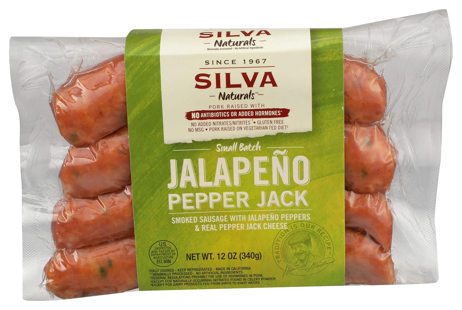SILVA SAUSAGE Jalapeno Pepper Jack Pork Sausage, 12 OZ