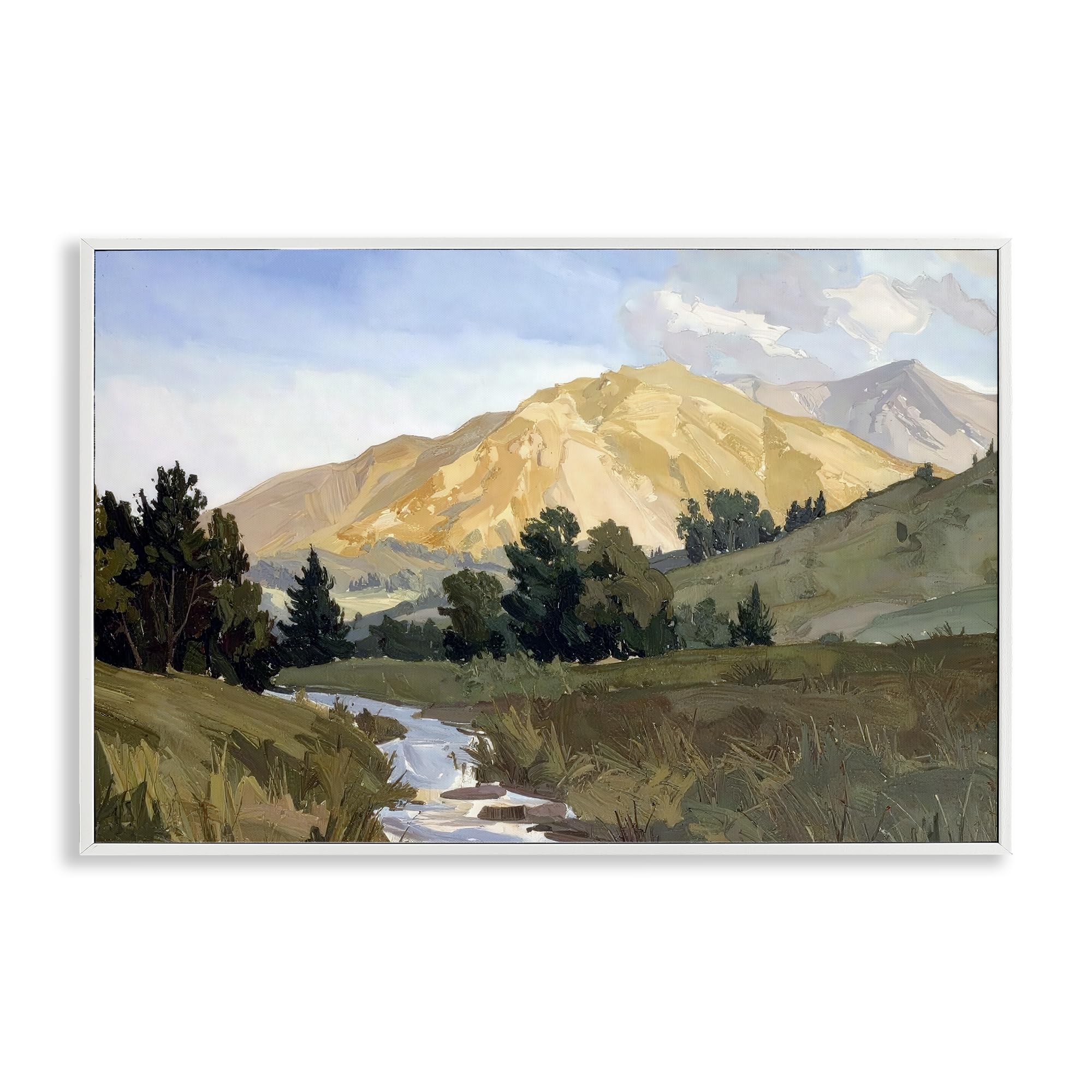 Stupell Industries 'Mountain Divide Valley', Framed Giclee Art, White, 30 x 20 Inches, Easy to Hang and Sturdy, Made in USA, by Alonza Saunders