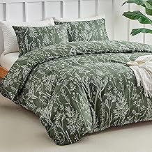 Tokokimo King Size Duvet Cover Sets Forest Green Bedding Set - Little Flowers Print Green Bedding Sets King Size (1x Quilt Cover, 2x Pillowcases) Soft Microfibre Duvet Cover Sets 230x220 cm