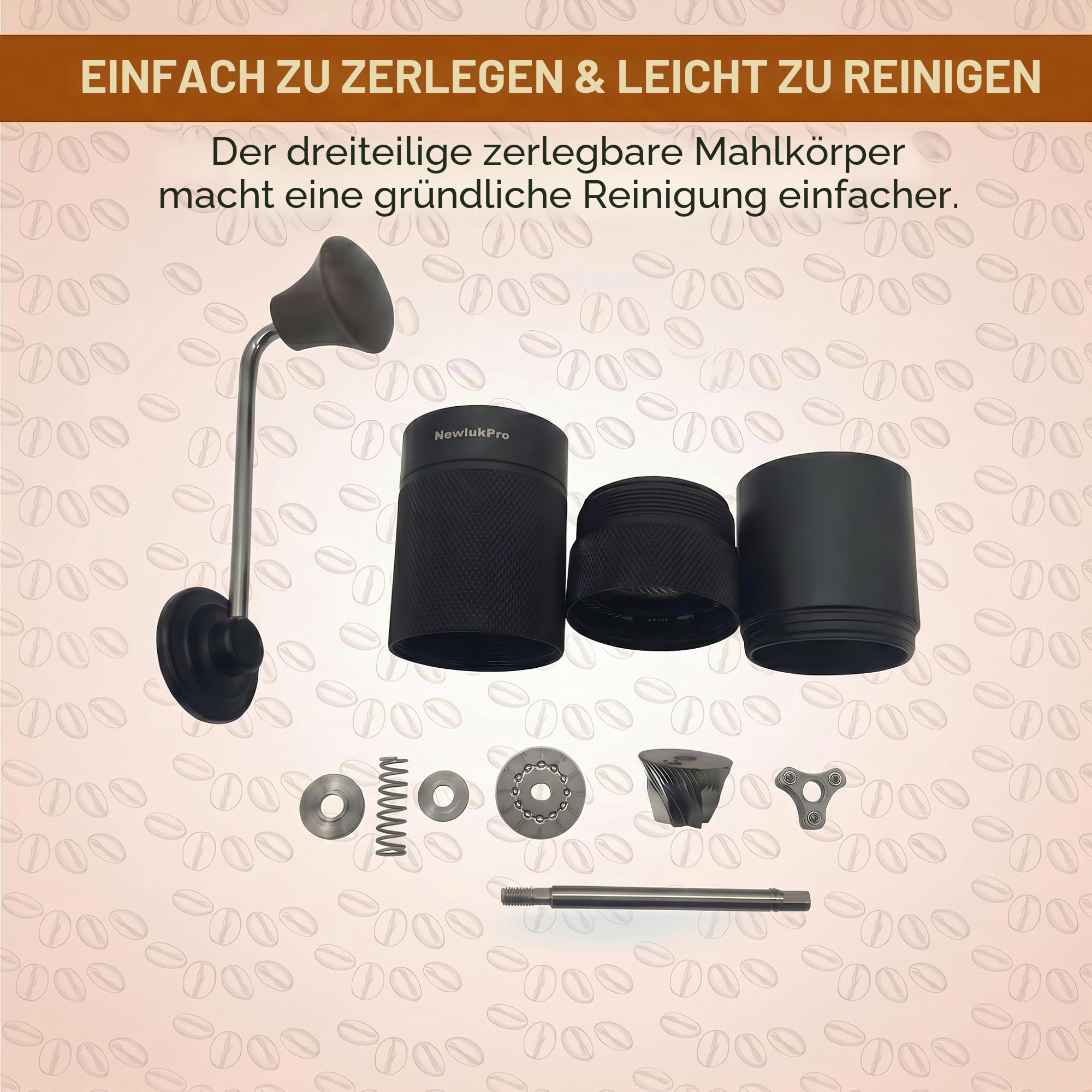 M6 Kaffeemühle Handbuch, Kapazität 25g, Hand Kaffeemühle Sharp Hexagonal Mahlkern, tragbare manuelle Kaffeebohnen Mühle für Gießen über Espresso