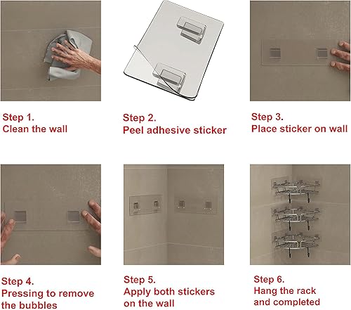 Miniatura 3 de Simple Houseware Soporte de pared adhesivo para baño, estante esquinero de un solo nivel, cromado, juego de 3