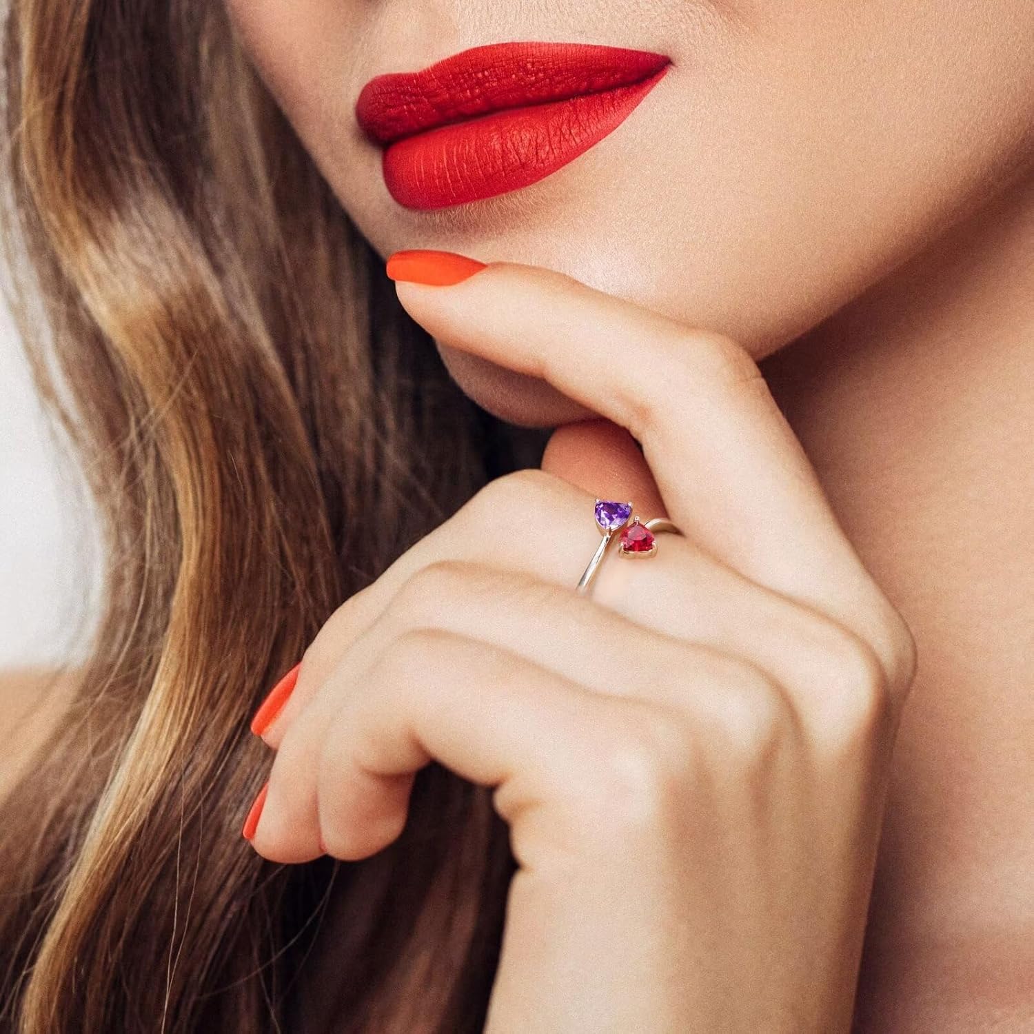 Iefil Adjustable Birthstone Rings for Women - 925 Sterling Silver Double Birthstone Rings, Anniversary & Birthday Gifts for Women, Personalized Jewelry Gifts for Wife, Mom, Girlfriend - Image 5