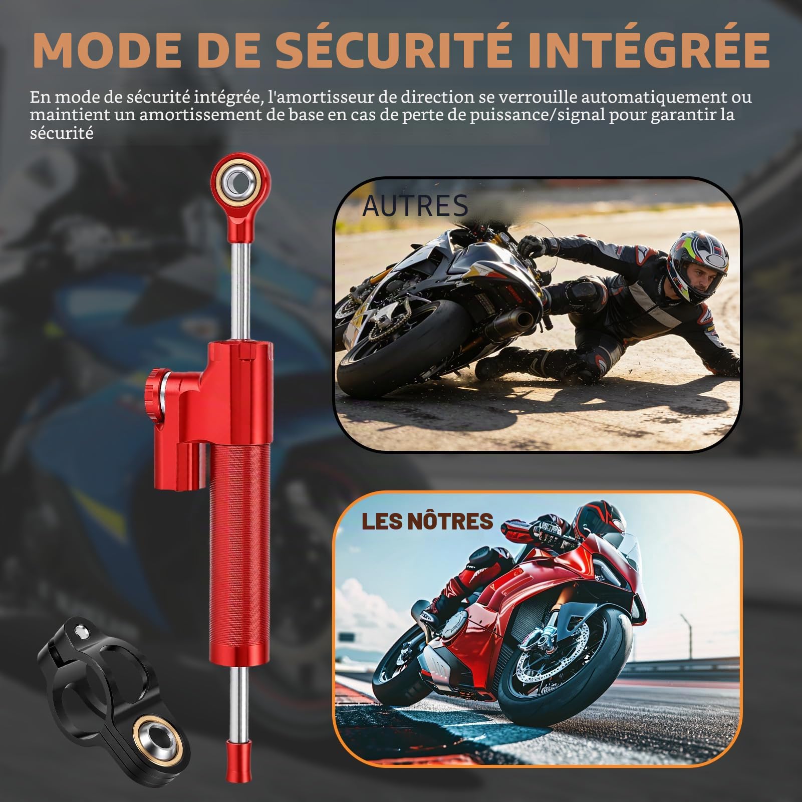 Amortisseur de direction universel pour moto, stabilisateur de direction réglable, en alliage d'aluminium pour vélo et moto