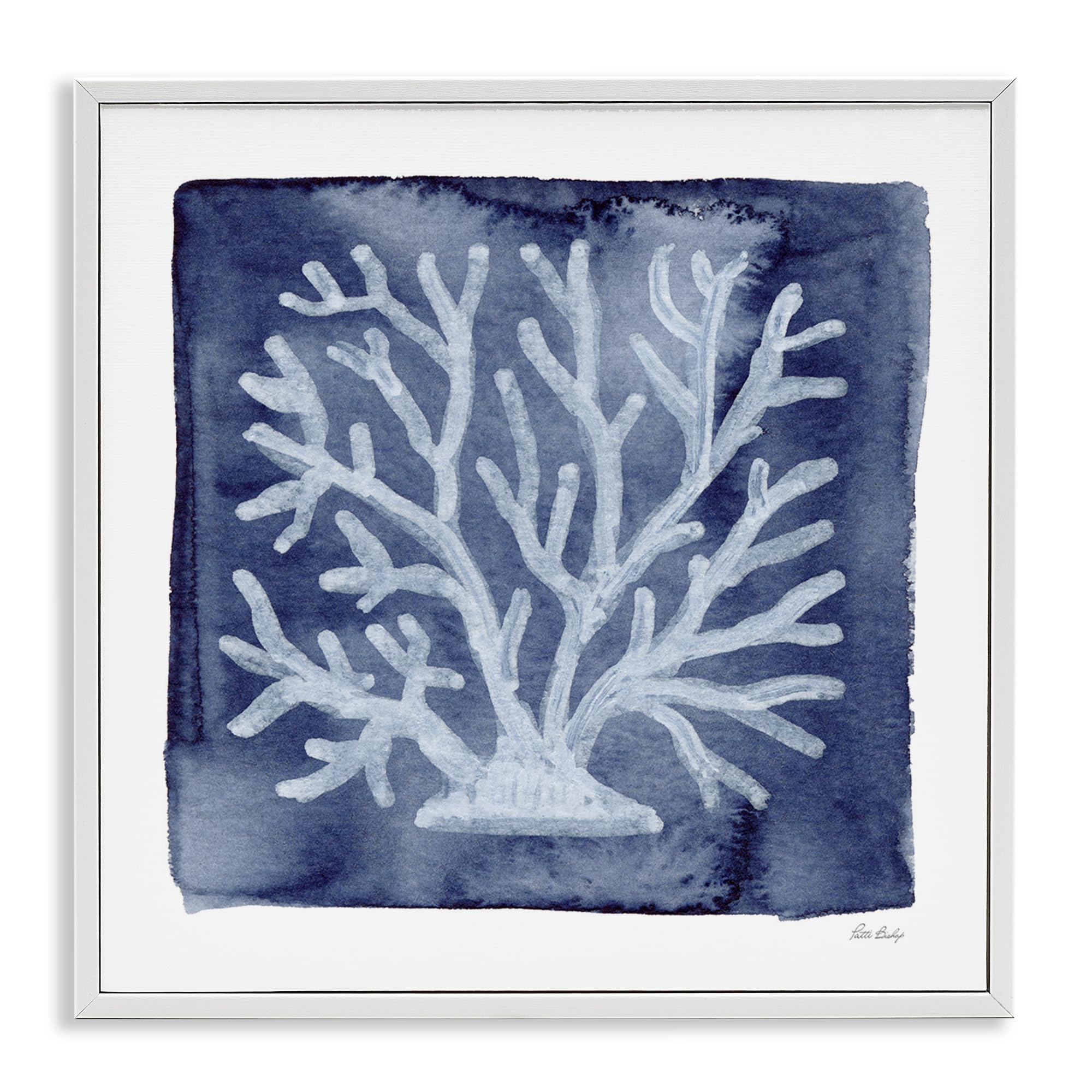 White Coral Nautical Coastal, 17 x 17 Inch Framed Giclée Print