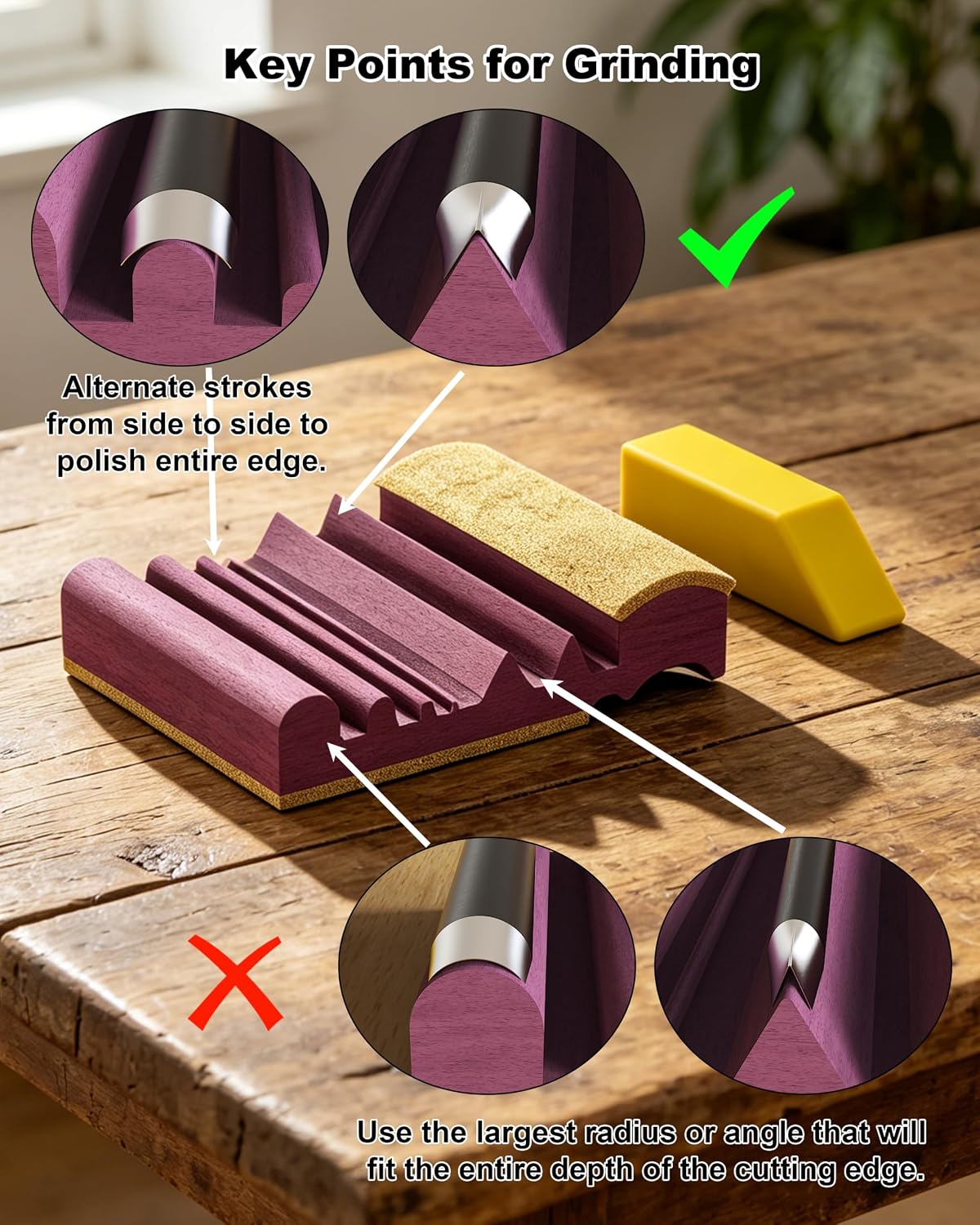 Wood Carving Sharpening Tool, 3-in-1 Multi Shape Contour Wood Carving Strop