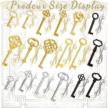 Skeleton Key Set, 18 Keys Universal Skeleton Keys Replacement for Vintage Old Furniture, Antique Furniture, Cabinet Doors, Grandfather Clocks, Old Style Cabinets or Doors