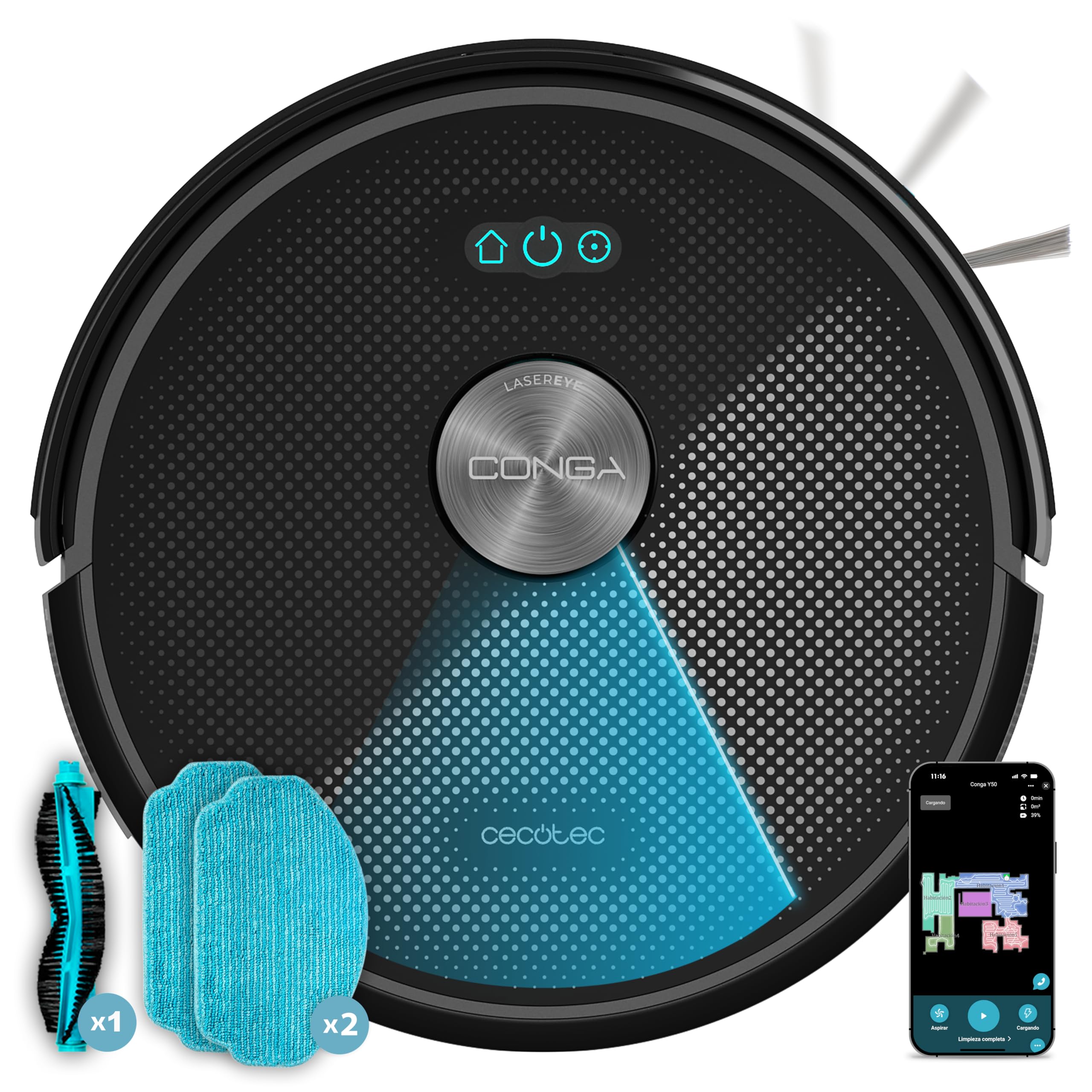 Cecotec Conga M50 X-Treme: Robot Aspirador 4 en 1 con 7000Pa