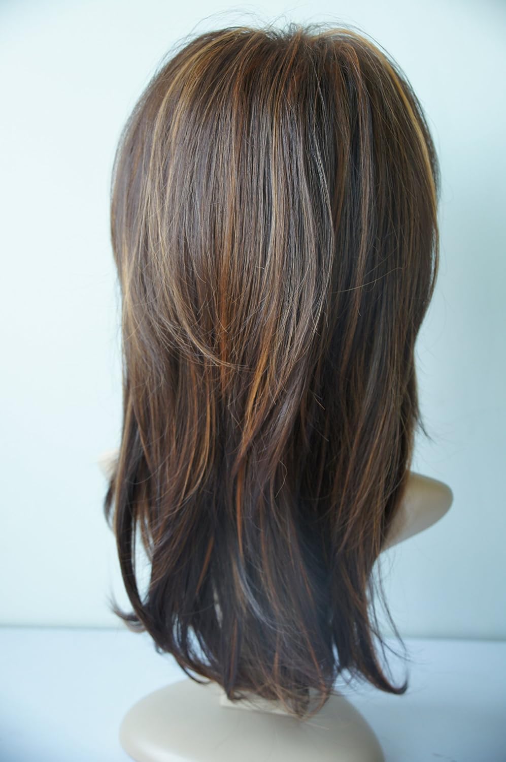 wigbuy Long Layered Shoulder Length Brown with Camel color Highlight wig Synthetic Hair Fiber Highlight Multicolor Wigs for White Women wigbuy Long Layered Shoulder Length Brown with Camel color Highlight wig Synthetic Hair Fiber Highlight Multicolor Wigs for White Women
