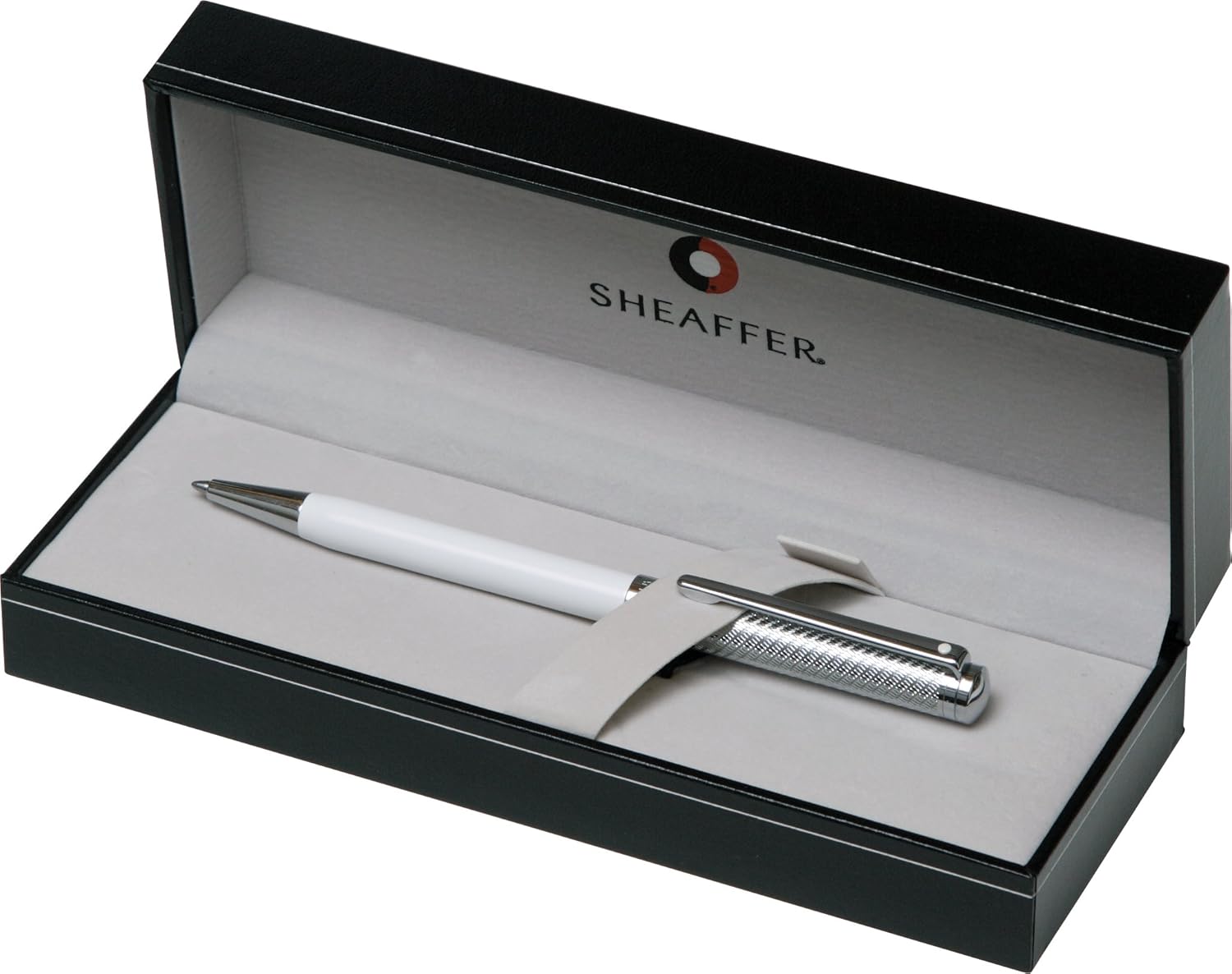 Sheaffer Intensity White Barrel with Engraved Chrome Spiral Cap Ballpoint Pen - SH-9240-2