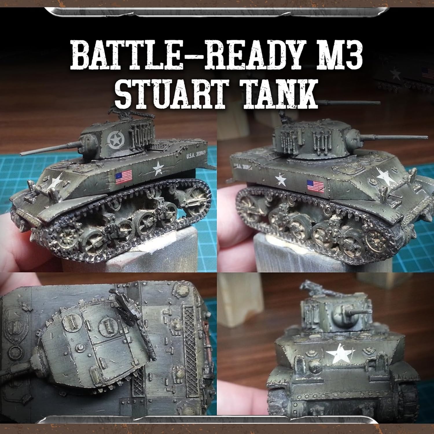 Wargames Delivered - Warlord Games Bolt Action M3 Stuart Tank with Bonus Miniature STL Download - US Tank, WW2 Miniatures, 28mm Scale, Army Model Kit for Miniature Wargaming