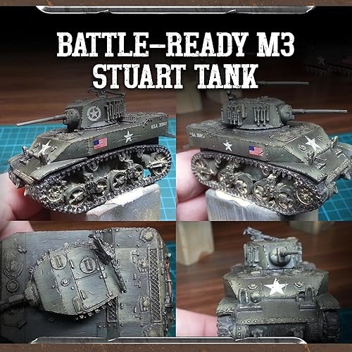 Miniatura 4 de Wargames Delivered Bolt Action - M3 Stuart Tank, US Tank, miniaturas de la Segunda Guerra Mundial, escala de 1.102 in, kit de modelo de tanque del