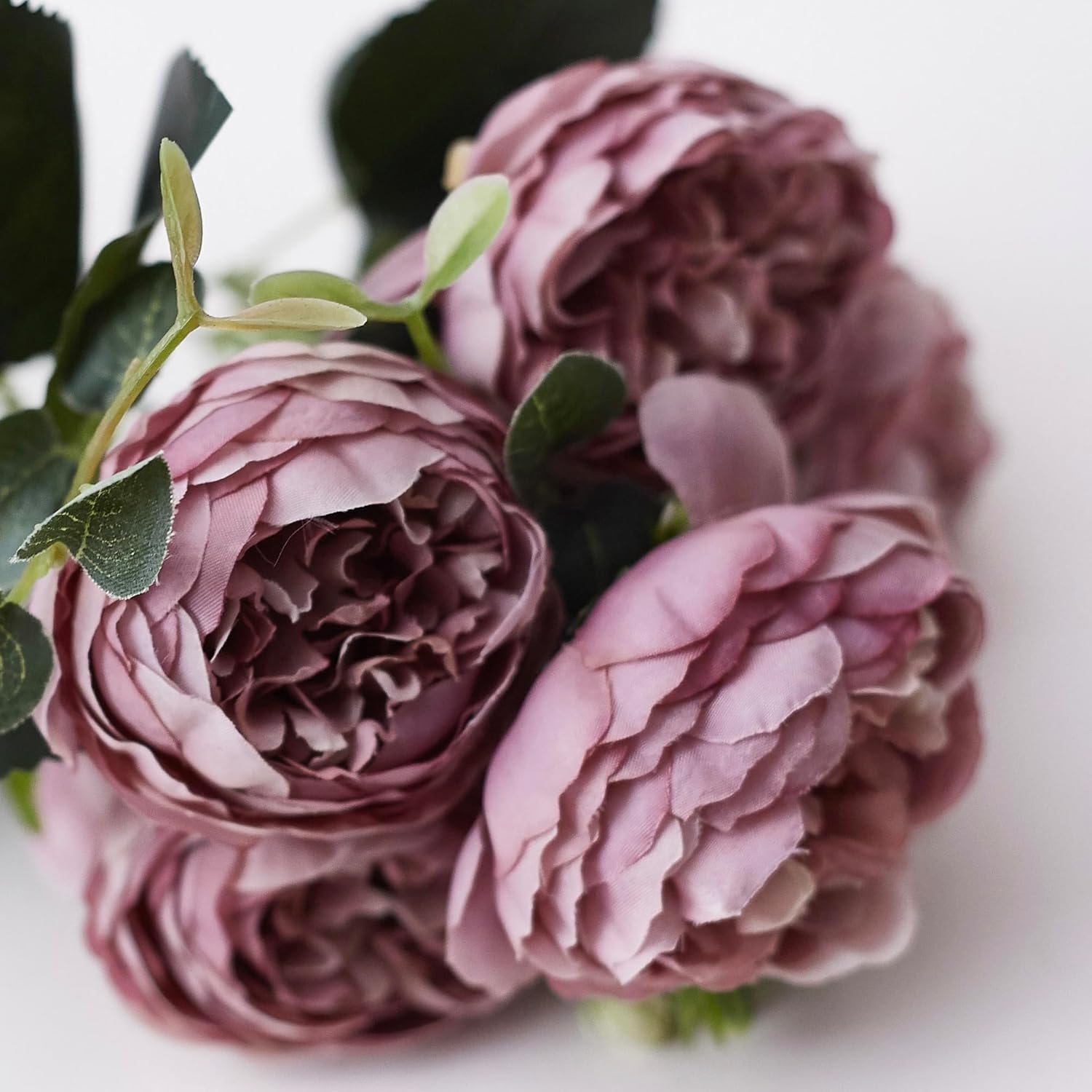 Silk Peony and Tea Rose Artificial Bouquet 9 Heads Realistic Fake Plant for DIY Craft Cake Living Room Home Wedding Decoration (Violet)