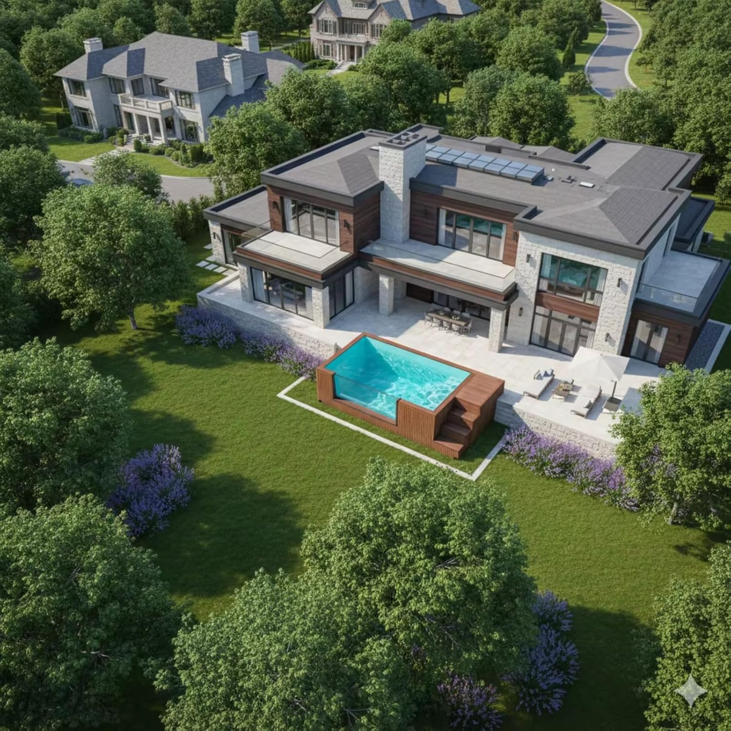 Prefab Outdoor Swimming Pool Luxury Large Swim Pool Above Ground Swimming Pool for Family Gatherings, Swimming, Celebration Parties, Relaxation