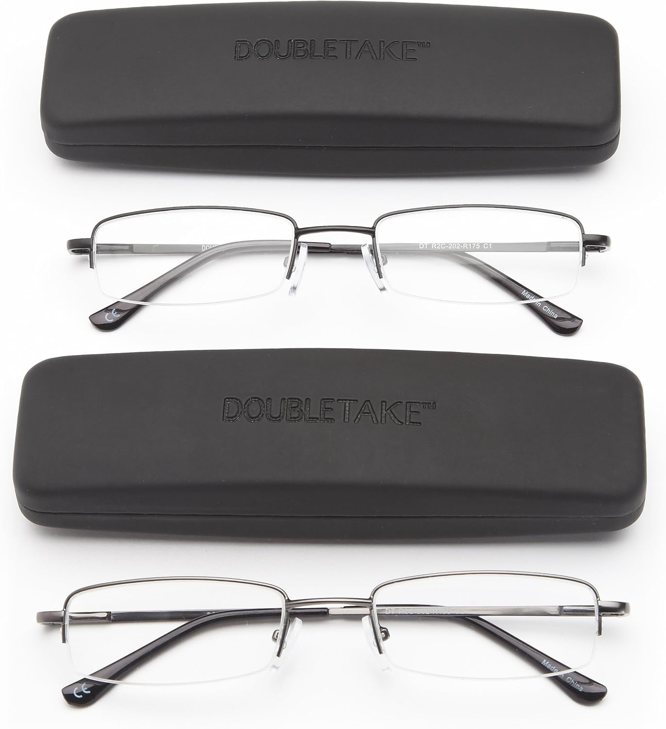 DOUBLETAKE Reading Glasses - 2 Pairs Compact Case Semi Rimless Readers - Image 6