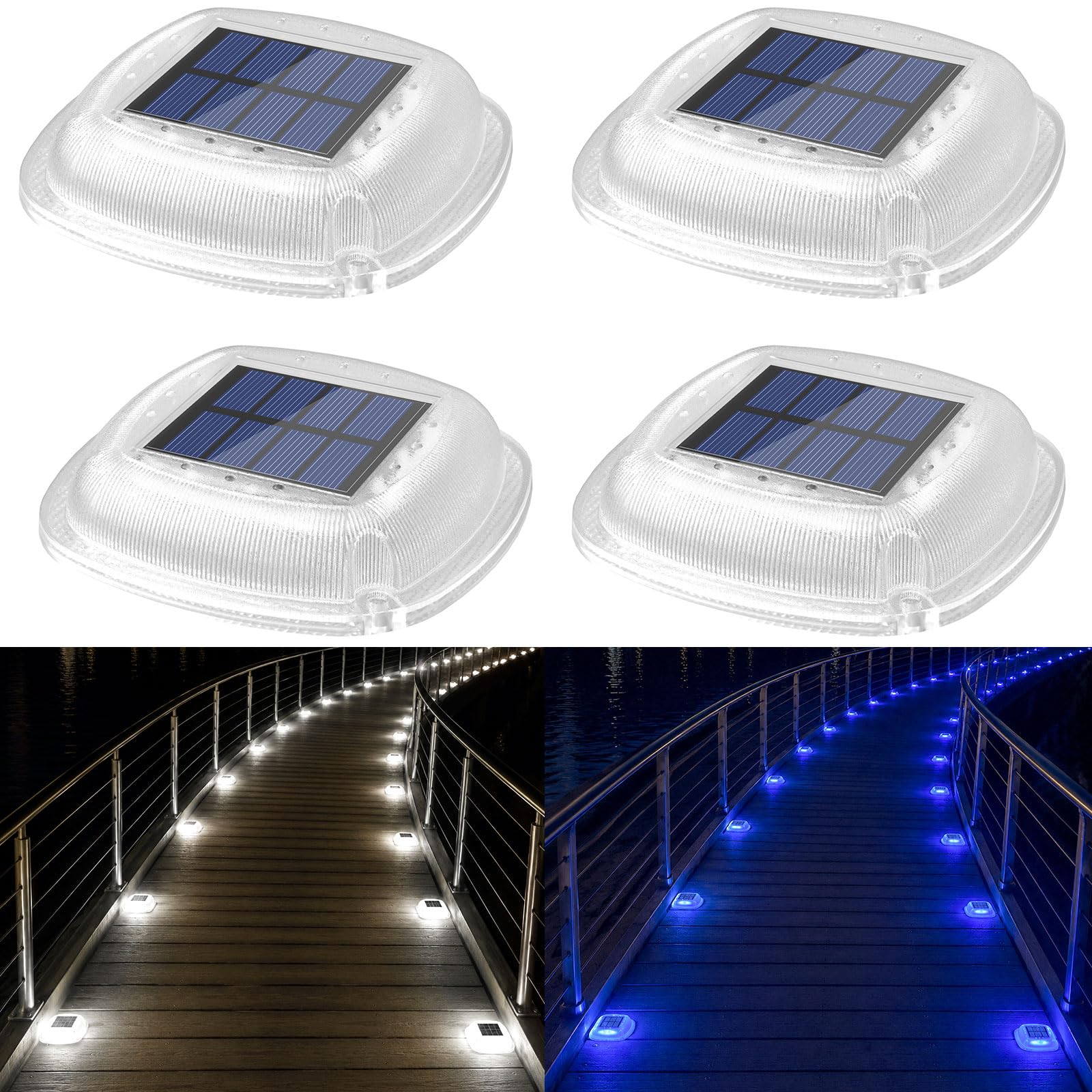 Lacasa Luces Solares Jardin, 4 Pack LED Lámpara Solar Exterior de Caminos