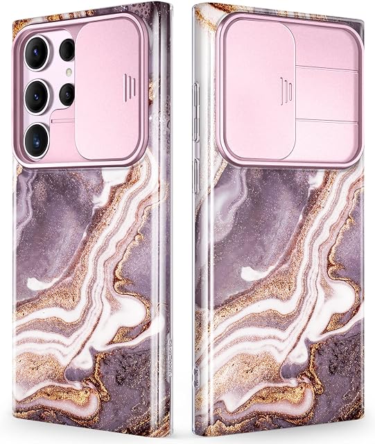 GVIEWIN Zaprojektowane dla Samsung S23 Ultra etui Galaxy z osłoną aparatu, [250 cm wojskowe odporne na wstrząsy] stylowy marmur odporny na zarysowania, odporne na wstrząsy, ochronne, smukłe etui 5G