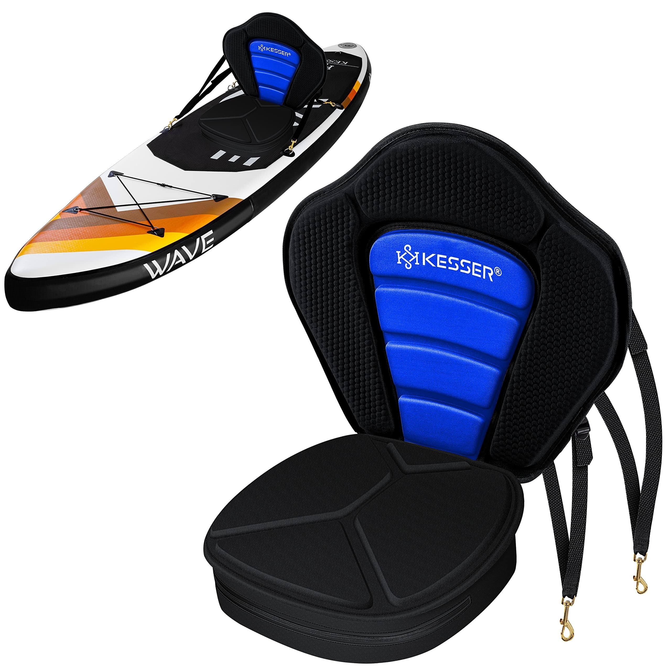 KESSER® Asiento de Kayak Premium para Tabla Sup, Asiento para Tabla de Surf - con Bolsa - Sup paddling, Paddleboards, Acolchado, Asiento 32x38cm, Respaldo 51x45cm