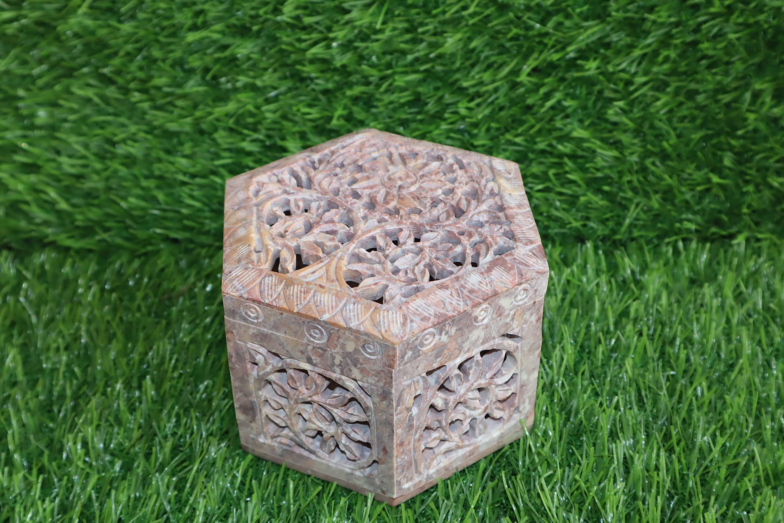 Salvus APP SOLUTIONSSalvus APP SOLUTIONS Marble Hexagon Shape Storage Box Case/Jewellery Box for Womens Utility keeping Rings, Earrings, Necklace (White_5x4x3 inch)