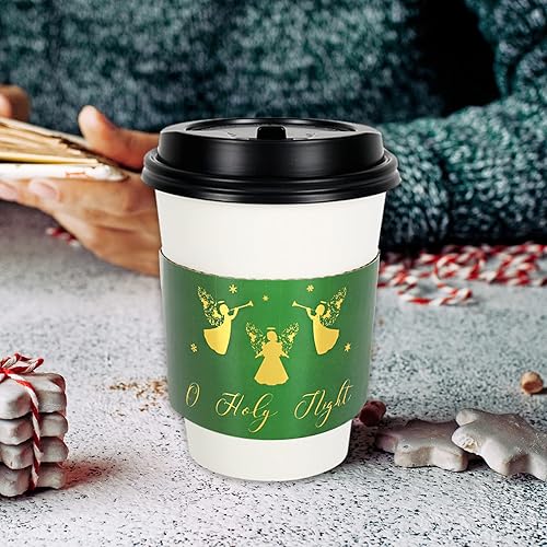 Miniatura 5 de Whaline 40 fundas de taza de café de Navidad, fundas de papel de papel de aluminio dorado regilioso de Navidad Nativity Jesus Holy Night fundas
