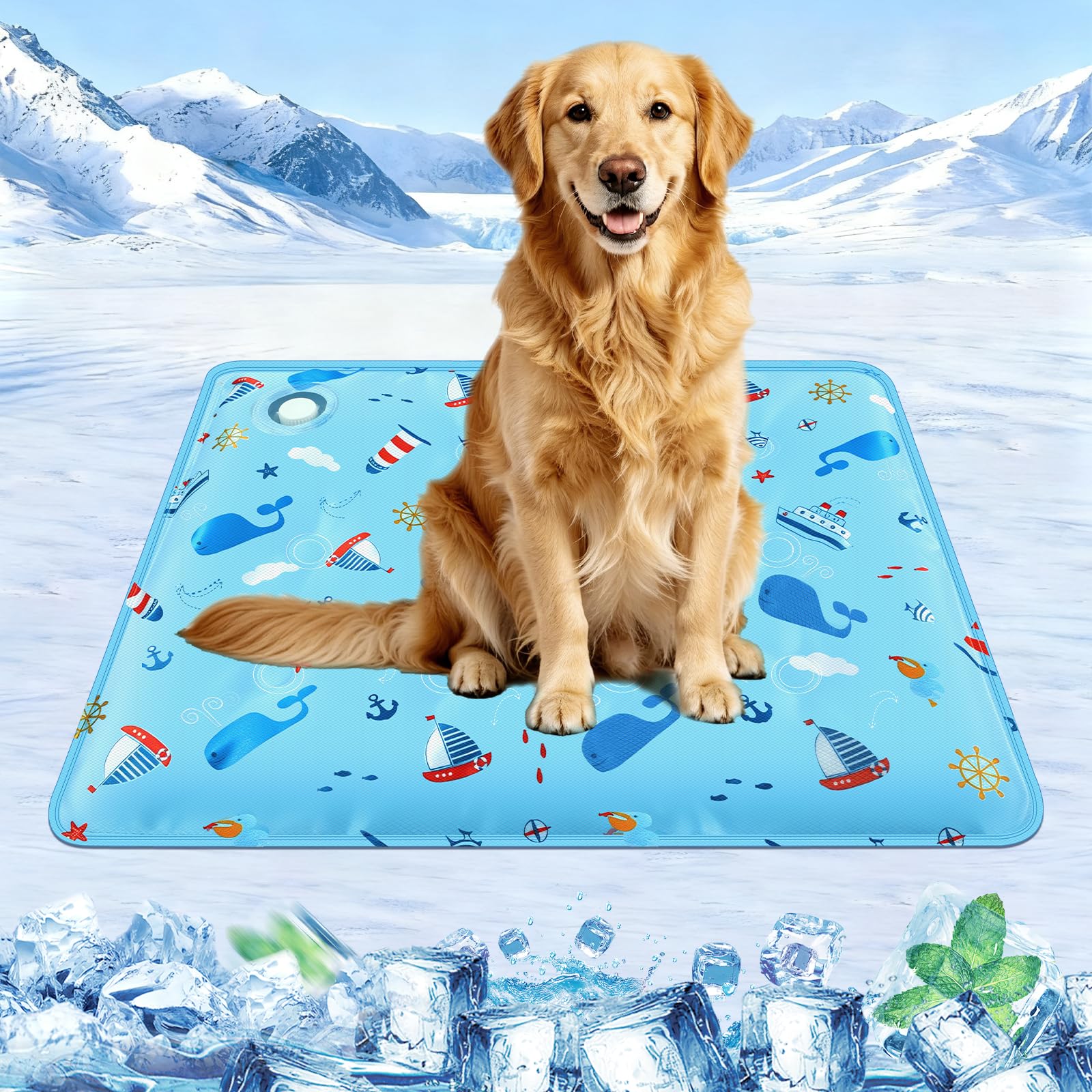 Manta Refrescante para Perros Gatos, Esterilla Refrescante para Perros y Gatos con Gel no Tóxico, Alfombra de Refrigeración para Mascotas, Alfombrilla de Refrigeración Automática para Mascotas (L)