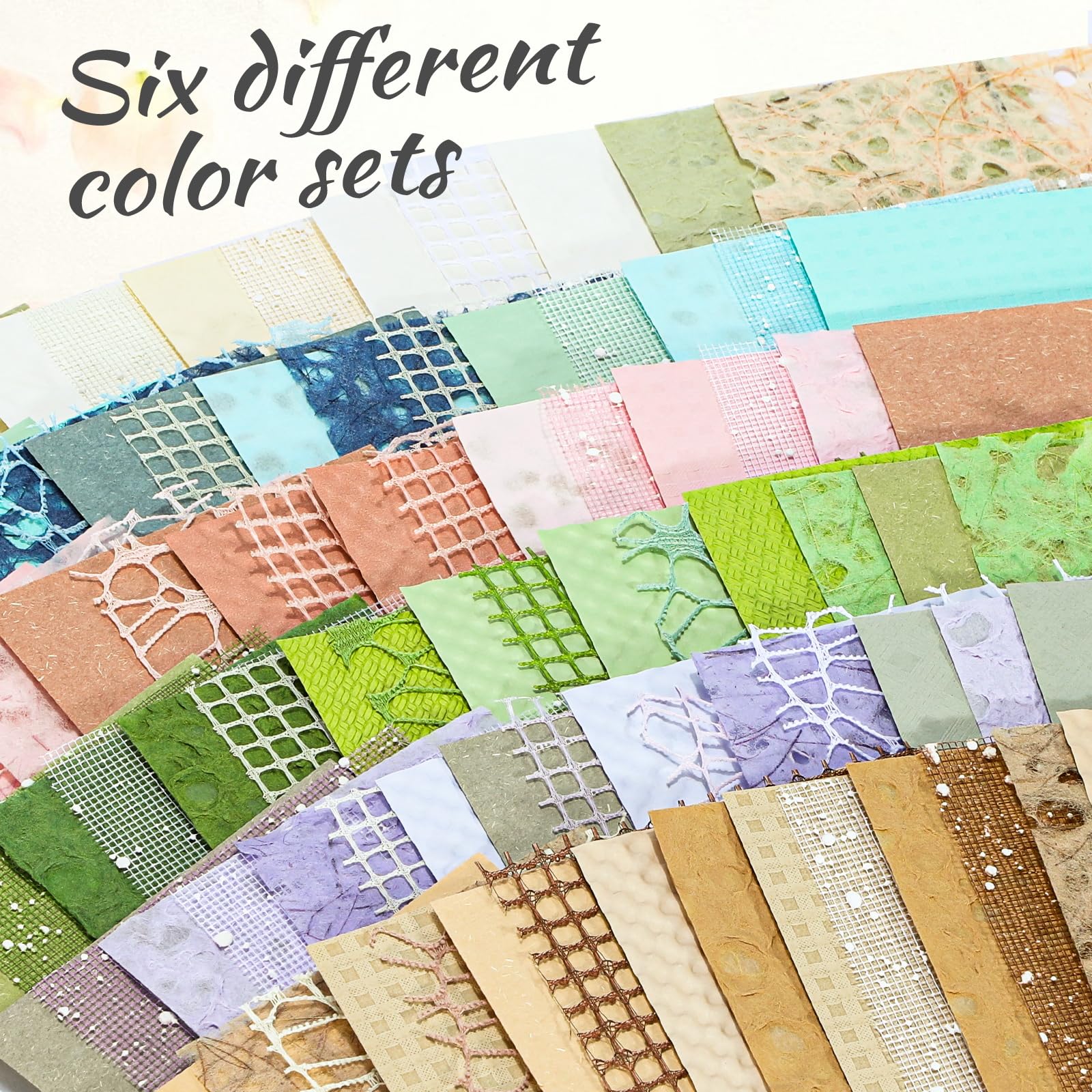Zestaw 96 arkuszy papieru do scrapbookingu, 9,9 x 14 cm, artykuły do tworzenia kart, teksturowany papier dekoracyjny i papier do decoupage z tkaniny siatkowej, 6 sztuk papieru do decoupage do