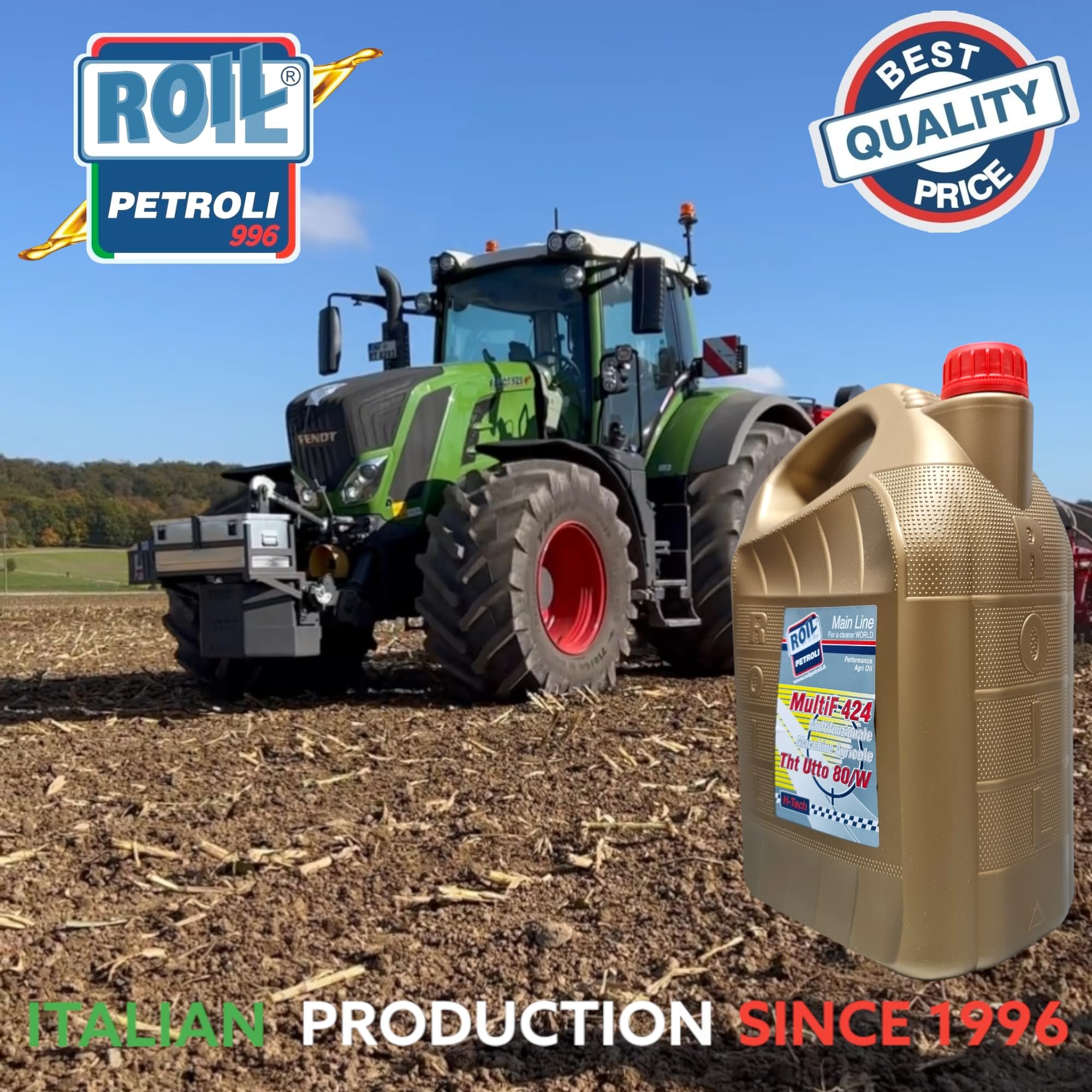Roil UTTO 424 THT 80W - Olio per la lubrificazione di organi di trasmissioni, impianti Idraulici, Freni e frizioni in Bagno d’Olio di macchinari agricoli e Movimento Terra. (5 Litri)