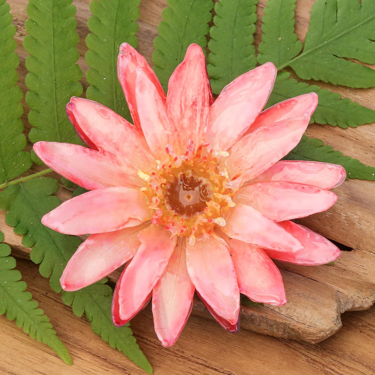 NOVICA Resin Brooch 'Chic Red Water Lily'