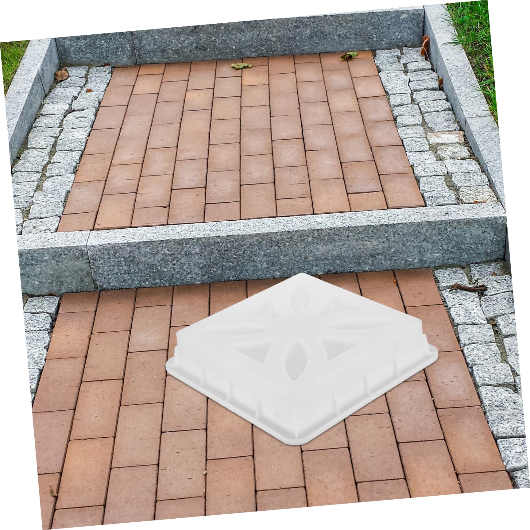 Sewroro Molde para Ladrillos Huecos de Hormigón, Molde de Ladrillo de Hormigón, Plástico Blanco, 35x35x7,5cm, Reutilizable, para Jardinería y Paisajismo Exterior