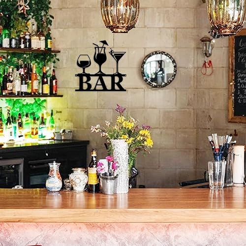 Miniatura 4 de Artinme Letreros de barra de metal para decoración de pared, decoración de barra moderna para el hogar, diseño elegante de 12 x 12 pulgadas