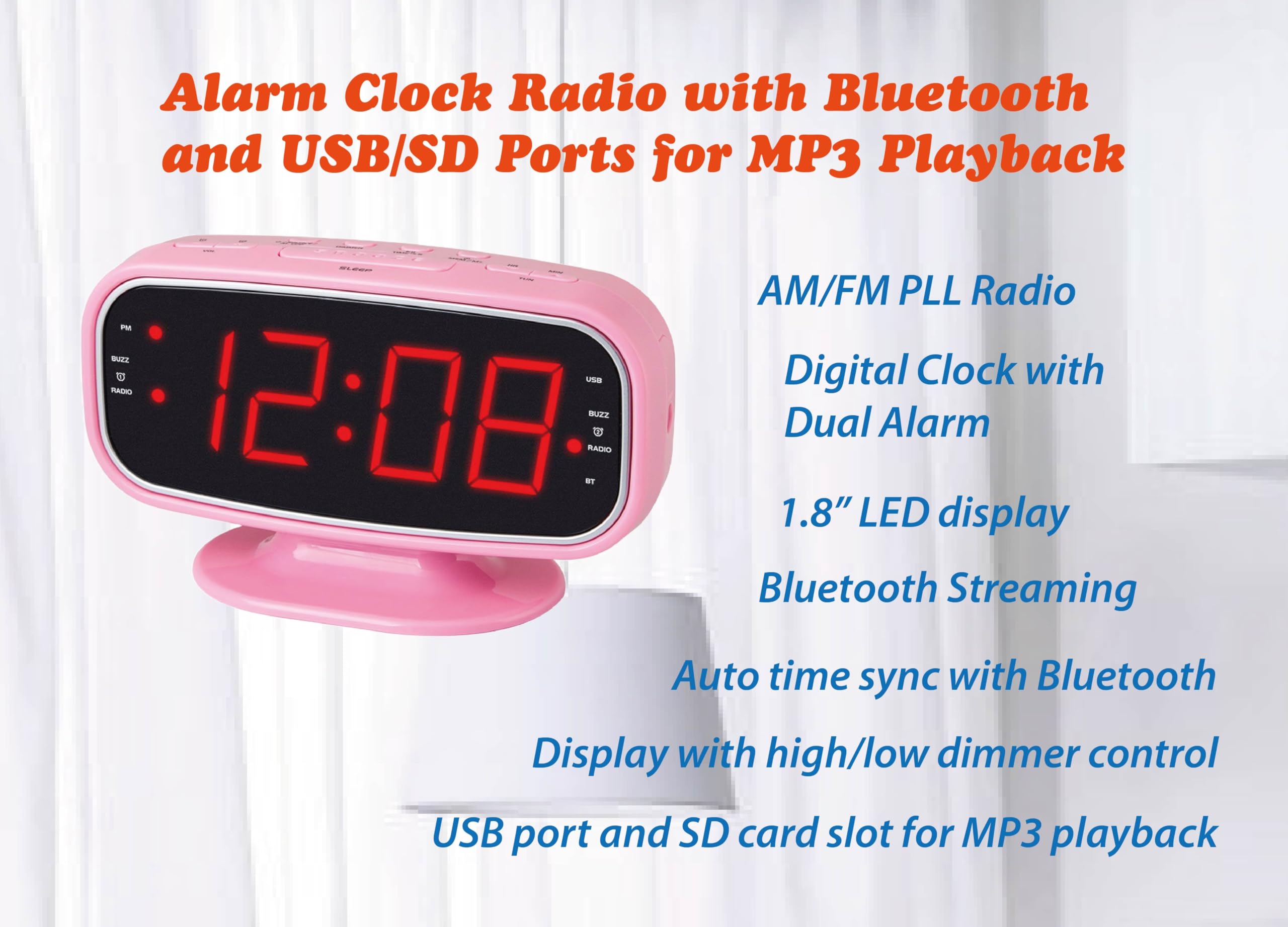 Amazon.com: HANNLOMAX HX-153CR PLL AM/FM Radio Alarm Clock, 1.8